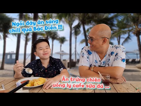 Color Man e Ku ​​Ti aproveitam o clima descontraído do buffet de café da manhã do Breeza no Melia Ho Tram Resort