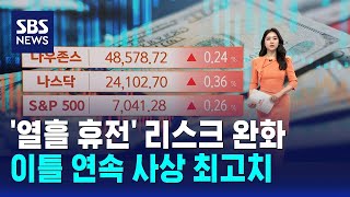 '열흘 휴전' 리스크 완화..이틀 연속 사상 최고치 / SBS / 뉴욕증시