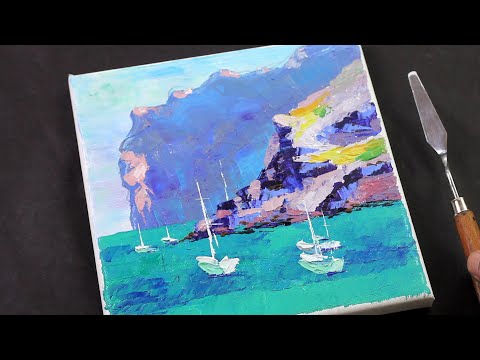 Seascape Painting / Acrylic painting tutorial / Day #335