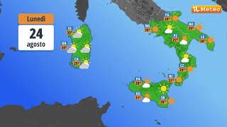 Meteo, previsioni e tendenza meteo Italia Lunedì 24 agosto 2026