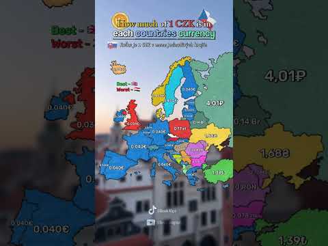 How much of 1 CZK is in each countries currency #shorts #maps #mapping #slovakmaps #currency