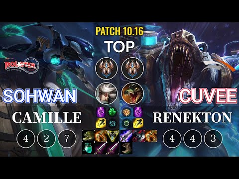 KT SoHwan Camille vs HLE CuVee Renekton Top - KR Patch 10.16