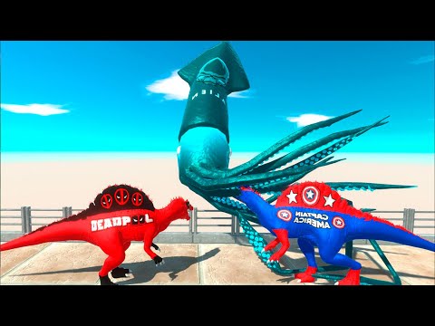 ⚡ ALIEN COLOSSAL SQUID  vs DEADPOOL DEATH RUN in SKY - 🦖 Animal Revolt Battle Simulator 🦕