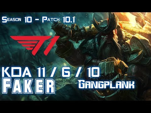 T1 Faker GANGPLANK vs NOCTURNE Mid - Patch 10.1 KR Ranked