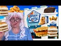 Granny McDonald S White Castle Sliders Cheeseburger Waffle Sandwich Onion Rings Cheese Rings