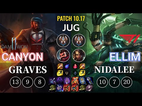 DWG Canyon Graves vs T1 Ellim Nidalee Jungle - KR Patch 10.17