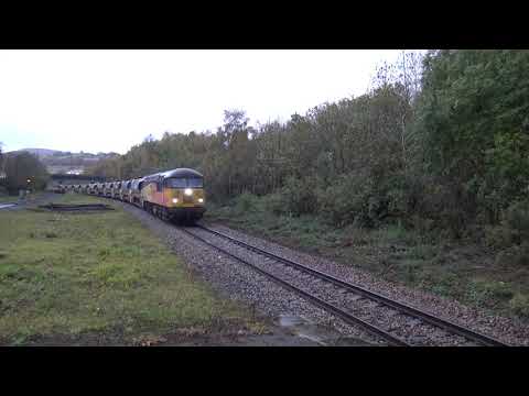 Colas Rail 56302 & 56094 on Auto-Ballast Trucks - Pontypool - 28/10/20