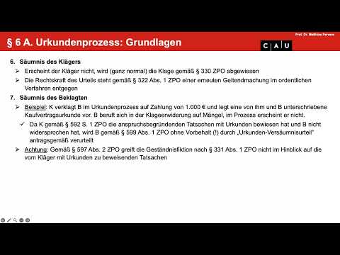 Vertiefung ZPO Erkenntnisverfahren – Folge 12 (Urkundenprozess: Sonderprobleme)