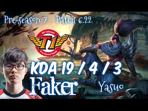 SKT T1 Faker YASUO vs SYNDRA Mid - Patch 6.22 KR Flex Rank
