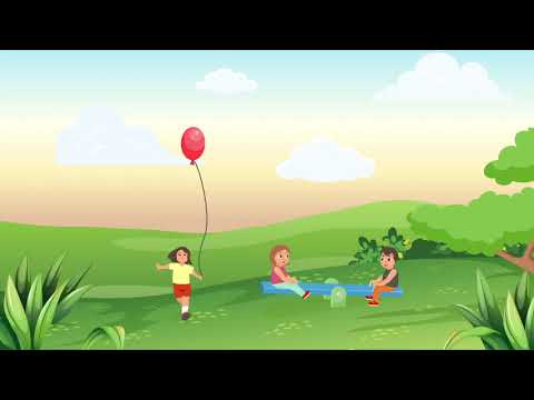 🌳🎶 Cartoon Kids Playing in Park Animated VJ Loop Video Background for Edits