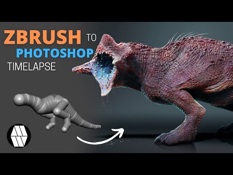 Zbrush to Photoshop Timelapse - Alien Trex Concept