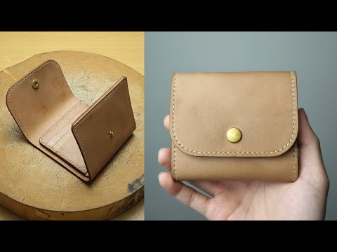 Making HANDMADE Leather Trifold Wallet | DIY FREE PATTERN | Leather Craft ASMR