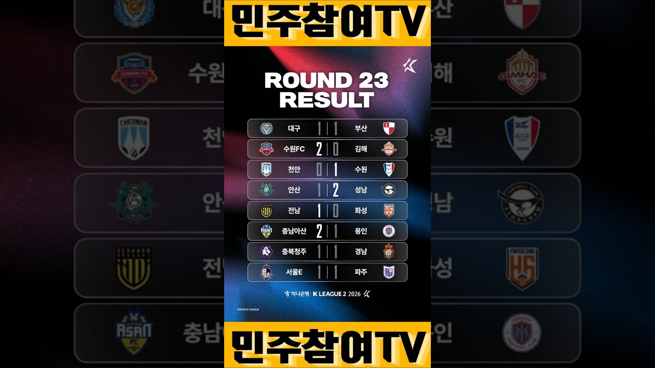 2026 K리그2 프로축구 23R 결과