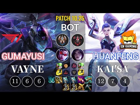 T1 Gumayusi Vayne vs SN huanfeng Kai'Sa Bot - KR Patch 10.25