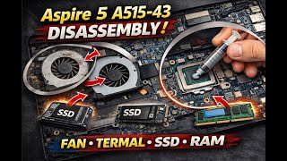 Acer Aspire 5 A515-43 Disassembly | Fan Temizliği, Termal Macun, SSD & RAM Upgrade, BIOS Pili