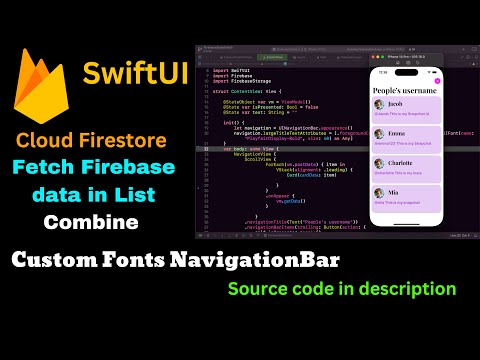Cloud Firestore Fetch Firebase Data in List with Combine & Customs Fonts NavigationBar in SwiftUI