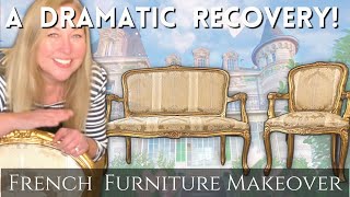 ANTIQUE FRENCH FURNITURE MAKEOVER | How to Do Upholstery & Gold Leaf | LOUIS XVth Shabby to Chic!