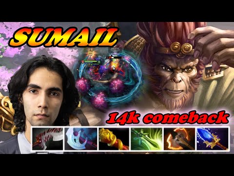 Sumail Monkey King infinite damage 14k comeback vs Naga army | 7.34b Immortal Best Ranked Gameplay