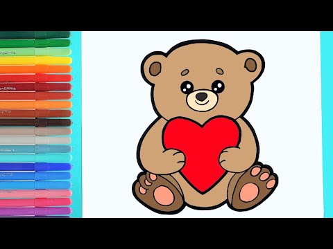 Как нарисовать мишку с сердцем | Простой рисунок медведя | How to draw a bear with a heart.
