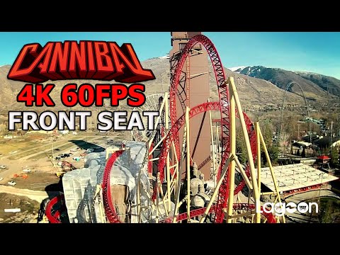 Cannibal Roller Coaster 4K 60FPS Front Seat On-ride POV at Lagoon