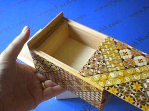 5 Sun 14 Step Yosegi Double Compartment Japanese Puzzle Box