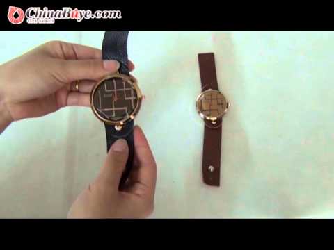 Stylish Round Dial Wristwatch with Oxhide Band Video