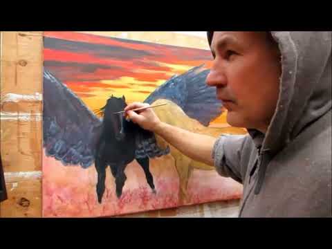 Acrylic Painting Pegasus and Thunderbolt