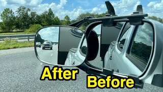 Budget universal towing mirror for RV & trailers - setup & review.