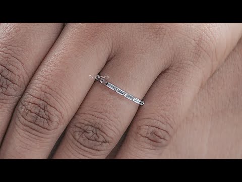 Baguette Cut Bar Set Lab Diamond Eternity Band @Dvik-Jewels