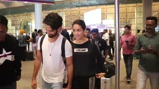 Shahid Kapoor  With  Wife Mira Back From Jaisalmer At Airport Arrival