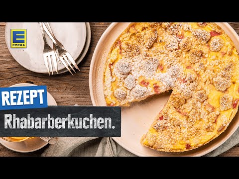 Rhabarberkuchen mit Pudding und Streuseln | Springform Kuchen Rezept