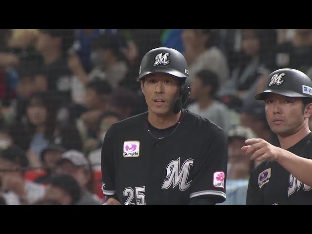 【6回表】2アウトから仕掛けた!! マリーンズ・岡大海のセーフティスクイズで先制!!   2024年9月29日 埼玉西武ライオンズ 対 千葉ロッテマリーンズ