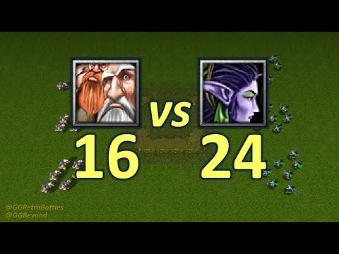 16 Mortar Teams vs 24 Archers - Same Food - WarCraft III Retro Battles