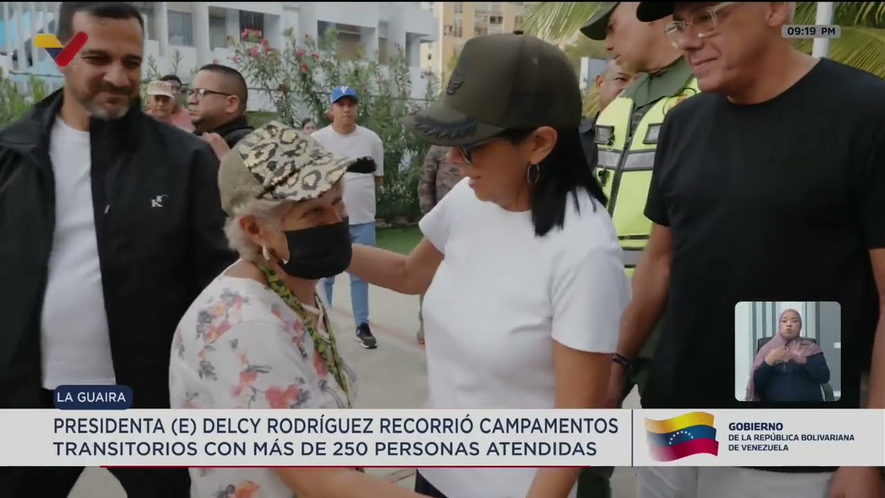 Delcy Rodríguez visita campamento temporal en escuela Técnica Carlos Fiol de Catia la Mar
