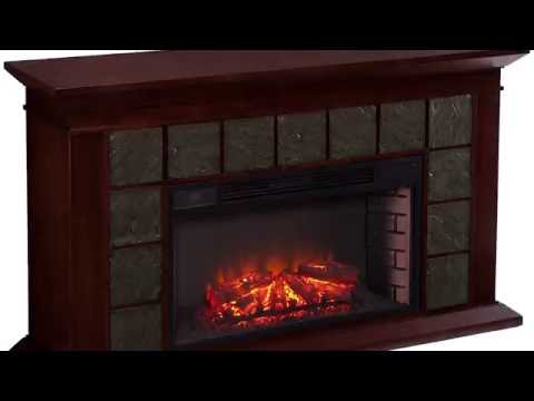 FE9022: Newberg Electric Fireplace - Warm Brown Walnut