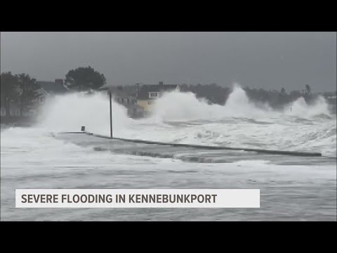 Roads in Kennebunk completely submerged in floodwaters