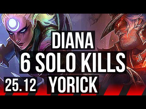 DIANA vs YORICK (TOP) | 9/1/3, 6 solo kills, Legendary | KR Master | 25.12
