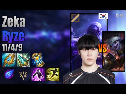 Zeka Mid Ryze vs Tristana lol KR solo rank Full Game 15.16 | 제카 라이즈 vs 트리스타나