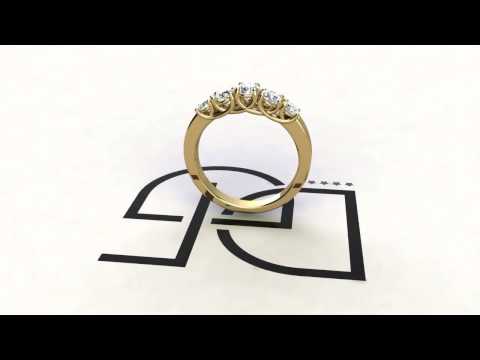 5 Stone Diamond Ring in 18ct Yellow Gold By Dublin Diamond Factory