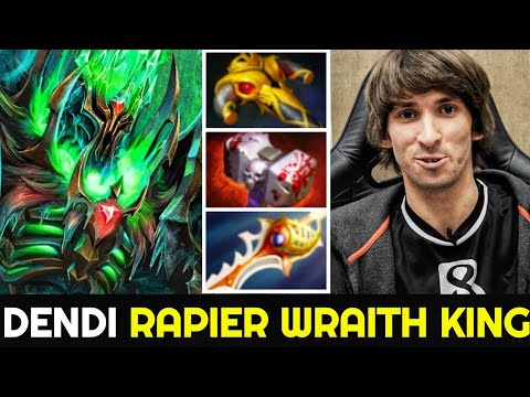 DENDI Wraith King - Crazy Physical Damage 2 Hit Kill Divine Rapier Build 7.25 Dota 2