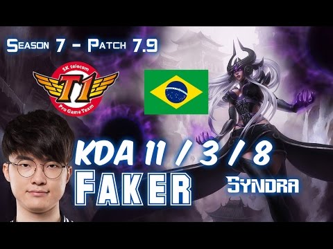 SKT T1 Faker SYNDRA vs LEBLANC Mid - Patch 7.9 BR Ranked