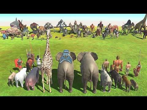 MODERN MAMMALS + ANCIENT HUMANS VS FACTION - Animal Revolt Battle Simulator