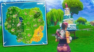 Fortnite "Dance in front of different Birthday Cakes" Locations! Birthday Challenges Unlock