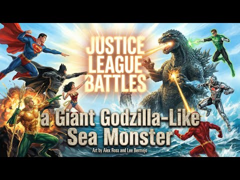 Justice League Battles a Giant Godzilla-Like Sea Monster!