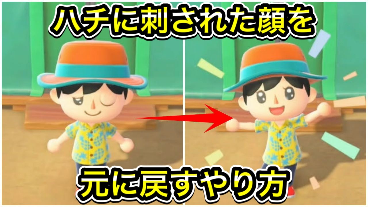 【あつ森】ハチに刺された顔の戻し方！