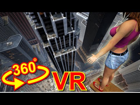 VR 360°  | Fear of Heights in Matrix City _04 | Falling | Oculus |4K | 高所恐怖症?