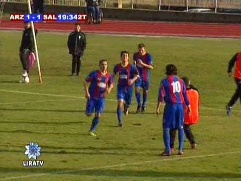 David Mounard gol del 1 - 2 in Arzachena - Salerno Calcio 1 - 2 del 12/02/2012
