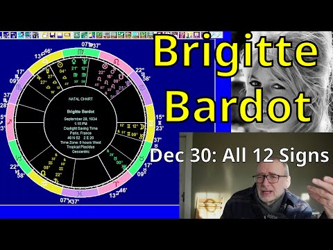 Tue December 30 2025 astrology, ALL 12 SIGNS, Brigitte Bardot