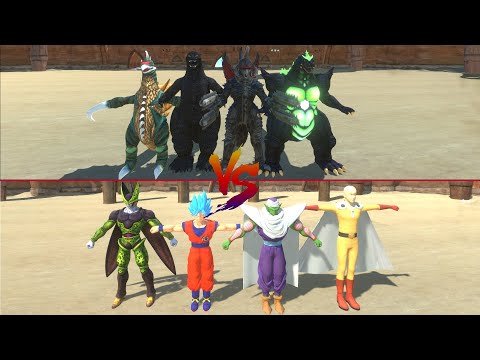 - 4 DRAGON BALL VS 4 GODZILLA - Animal Revolt Battle Simulator