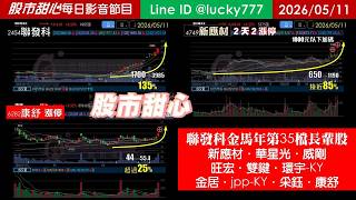0511【甜心盤後節目】【寵愛媽咪母親節專案】賀！聯發科連三拉三榮登金馬年第35檔長輩股－新應材．華星光．威剛．旺宏．雙鍵．環宇-KY．金居．jpp-KY．采鈺．萬泰科